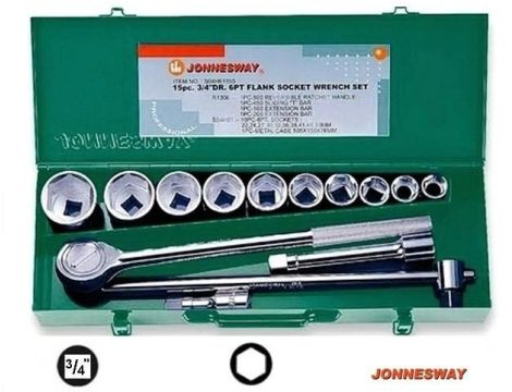 JONNESWAY ZESTAW KLUCZY  3/4" 14elem. 6-KĄTNE 22-50mm WALIZKA METALOWA - 2