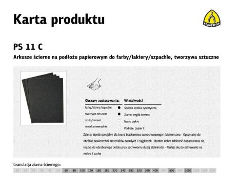 KLINGSPOR ARKUSZE ŚCIERNE NA PODŁOŻU PAPIEROWYM 230mm x 280mm PS11C NA MOKRO gr. 150 /50szt.