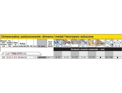 MILWAUKEE BRZESZCZOT DO PIŁY SZABLASTEJ 200/3,2/2,1mm 5szt. DREWNO / METAL / PCV >>> 48475093