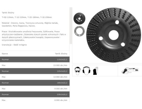 TARPOL TARNIK SKOŚNY FI = 125mm x 3 x 22,2mm,  GŁADŹ WSTĘPNA  T-12