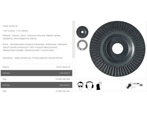 TARPOL TARNIK SKOŚNY FI = 125mm x 3 x 22,2mm, GŁADŹ OSTATECZNA  T-17