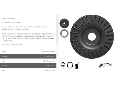 TARPOL TARNIK WPUSZCZONY  FI = 125mm x 3 x 22,2mm, GŁADŹ WSTĘPNA  T-61