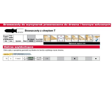 MILWAUKEE BRZESZCZOT DO WYRZYNARKI T144D 75mm KOMPLET - 5szt. DO DREWNA, SZYBKIE CIĘCIE. - 2