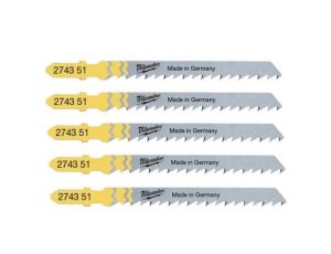 MILWAUKEE BRZESZCZOT DO WYRZYNARKI T101D 75mm KOMPLET - 5szt. DO DREWNA, PŁYTA, PCV, CZYSTE CIĘCIE