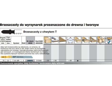 MILWAUKEE BRZESZCZOT DO WYRZYNARKI T101BR 75mm KOMPLET - 5szt. BLATY, LAMINAT, PŁYTY