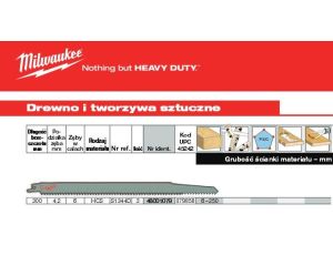 MILWAUKEE BRZESZCZOT DO PIŁY SZABLASTEJ 300mm HCS 3szt. DREWNO