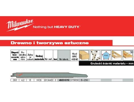 MILWAUKEE BRZESZCZOT DO PIŁY SZABLASTEJ 300mm HCS 3szt. DREWNO