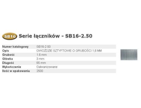 BOSTITCH GWOŹDZIE SB16 0` 65mm 2500 szt.