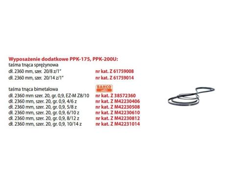 TAŚMA DO PIŁY TASMOWEJ  PPK175  2360mm  Z8/10