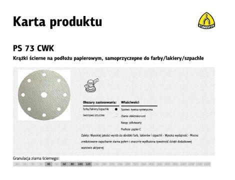 KLINGSPOR KRĄŻEK ŚCIERNY SAMOPRZYCZEPNY 150mm  PS73CWK gr. 60 GLS1 /100szt.