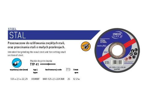 INCOFLEX TARCZA DO CIECIA METALU 125 x 2,5 x 22,2mm - 3