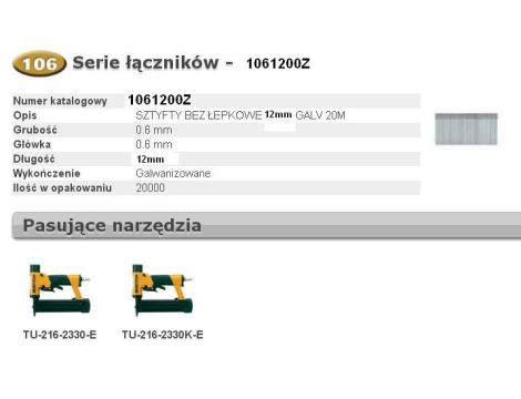 BOSTITCH SZTYFTY MINI 106 12mm 20 000 szt.