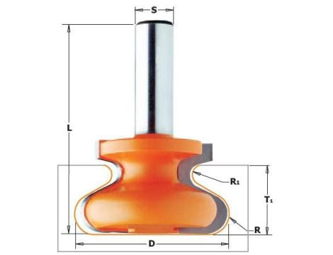 CMT FREZ KSZTAŁTOWY DO UCHWYTÓW DREWNIANYCH HM D=38,1 I=20,7 T=18 R=1,8-6 S=8