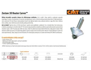 CMT FREZ RZEŹBIĄCY 3D / ZESTAW 3D ROUTER CARVER TRZPIEŃ=8mm