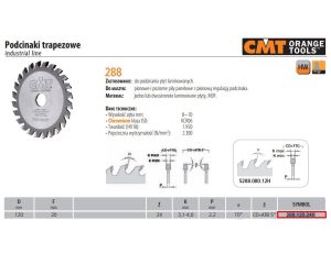 CMT PODCINAK TRAPEZOWY HM D=120 F=20 Z=20 K=3,1-4 LAMINAT, MDF