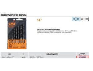 CMT WIERTŁA DO DREWNA KOMPLET 8szt. HS D=3-4-5-6-7-8-9-10 Z=2