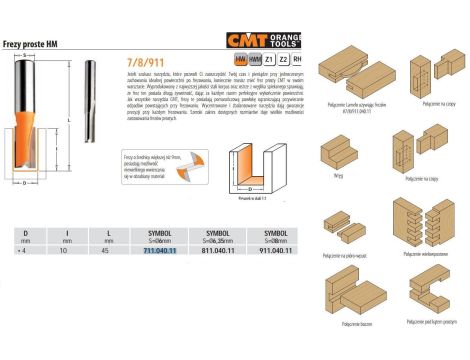 CMT FREZ PROSTY KRÓTKI HM D= 4 I=10 L=45 S=6 - 2