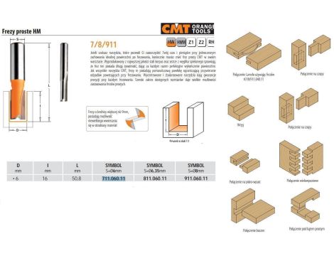 CMT FREZ PROSTY KRÓTKI HM D= 6 I=16 L=50,8 S=6 - 2
