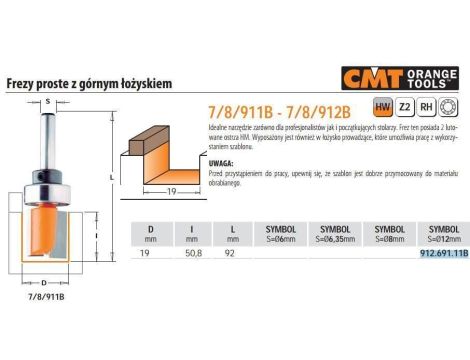 CMT FREZ PROSTY HM D=19 I=50,8 S=12 Z GÓRNYM ŁOŻYSKIEM - 3