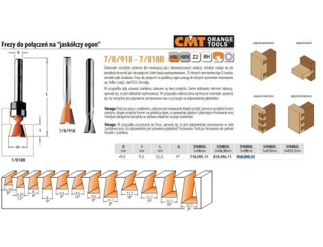 CMT FREZ HM D= 9,5 I=9,5 L=52,5 S=8 DO WCZEPÓW JASKÓŁCZYCH.%%% - 2