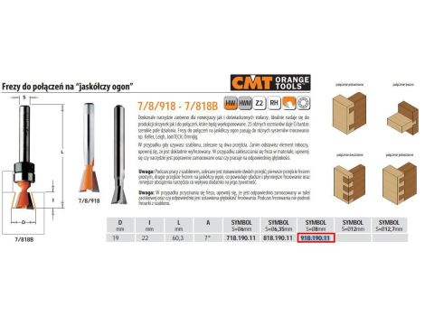 CMT FREZ HM D=19 I=22 L=60,3 S=8 DO WCZEPÓW JASKÓŁCZYCH.%%% - 2