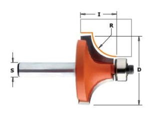 CMT FREZ ZAOKRĄGLAJĄCY Z ŁOŻYSKIEM HM R= 1,6 D=15,9 I=12,7 S=8