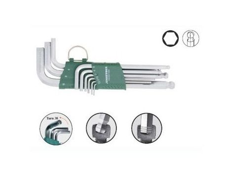 JONNESWAY IMBUSY 9 elem. DŁUGIE Z KULĄ (1,5-10) BEZPOSLIZGOWE  H05SA109S