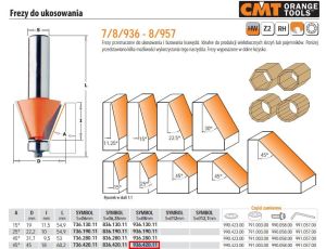 CMT FREZ HM A=45 D=45 I=18 S=8 DO UKOSOWANIA, ŁOŻYSKO.