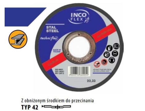 INCOFLEX TARCZA DO METALU 125 x 3,2mm WYGIĘTA - 2
