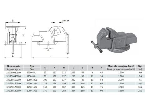 BISON-BIAL IMADŁO STAŁE 125mm TYP 1250-125 - 2