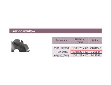 FREZ DO ROWKÓW 100x22mm 6-ZĘBÓW DO LAMELOWNICY