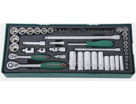 JONNESWAY KLUCZE NASADOWE 1/4", 3/8" KOMPLET 57 elem. WKŁADKA / PLASTIK  S04H3157SP