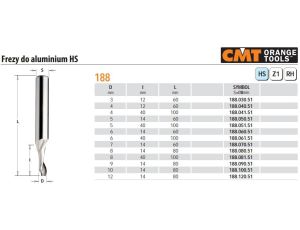 CMT FREZ SPIRALNY DO ALUMINIUM HS D= 3 I=12 L=60 S=8