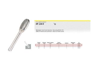 KLINGSPOR FREZ DO METALU HF 100 E FI=8,0x15mm TRZPIEŃ 6mm TYP TRE, ELIPSOIDALNY