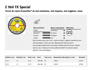 KLINGSPOR TARCZA DO CIĘCIA METALU 125mm x 1,0mm x 22,2mm Z960 TX SPECIAL - image 2