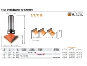 CMT FREZ BRUZDUJĄCY HM D=16 I=12,7 A=90 S=8 + GÓRNE ŁOŻYSKO
