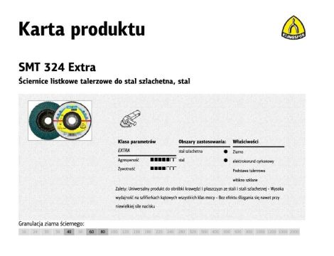 KLINGSPOR ŚCIERNICA LISTKOWA WYPUKŁA SMT324 EXTRA 115mm gr. 80