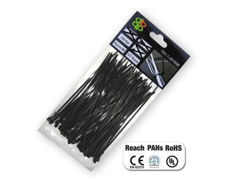 OPASKA PLASTIKOWA CZARNA  7,6 x 250mm 100szt