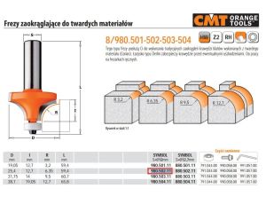 CMT FREZ ZAOKRĄGLAJĄCY DO TWARDYCH MATERIAŁÓW HM R= 6,25 D=25,4 I=12,7 S=12%%%