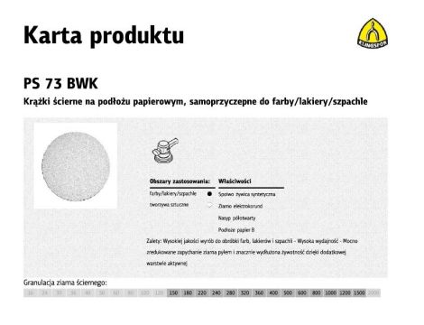 KLINGSPOR KRĄŻEK ŚCIERNY SAMOPRZYCZEPNY 125mm PS73BWK gr.600 /100szt.