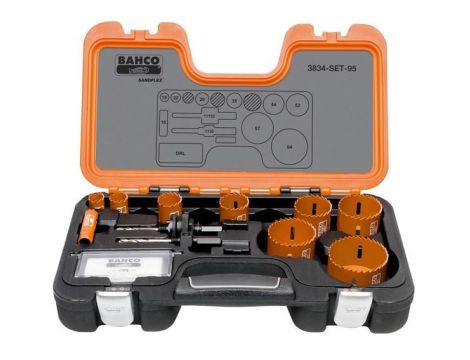 BAHCO ZESTAW OTWORNIC BIMETALOWYCH 9szt. + AKCESORIA 3834-SET-95