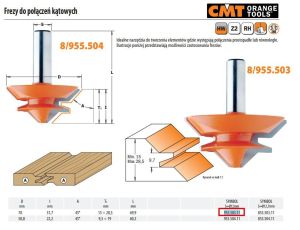 CMT FREZ DO POŁĄCZEŃ KĄTOWYCH HM D=70 I=31,7 A=45 S=12 T=15-28,5