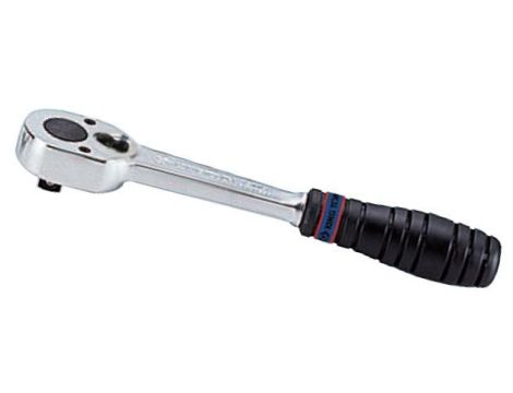 KING TONY GRZECHOTKA 1/4" 24 ZĘBY 130mm CHROM, UCHWYT GUMOWY, BLOKADA