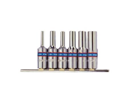 KING TONY KOMPLET NASADEK GWIAZDKOWYCH / TORX 3/8" 6 elem. DŁUGIE E4 - E14, CHROM, NA SZYNIE