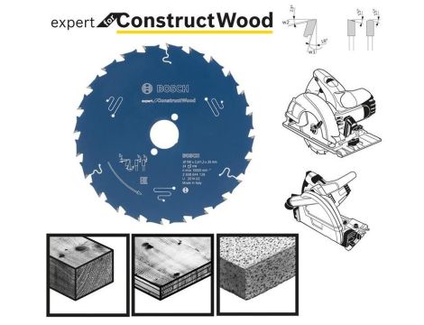 BOSCH PIŁA TARCZOWA CONSTRUCT WOOD EXPERT 190x30mm 24-ZĘBY 2608644139