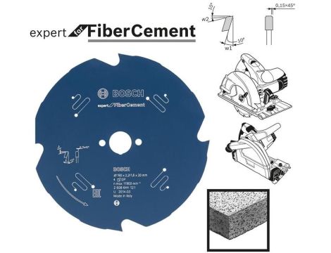 BOSCH PIŁA TARCZOWA FIBER CEMENT EXPERT 160x20mm 4-ZĘBY 2608644121