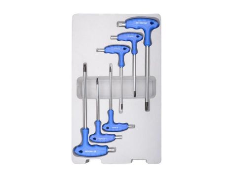 KING TONY KLUCZE TORX Z OTWOREM TYP  "L"  Z UCHWYTEM KOMPLET 6 elem. T10, T15, T20, T25, T30, T40.
