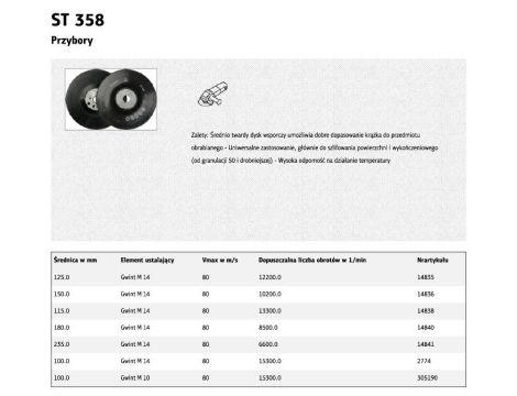 KLINGSPOR DYSK DO FIBRY 125mm M14 ST 358
