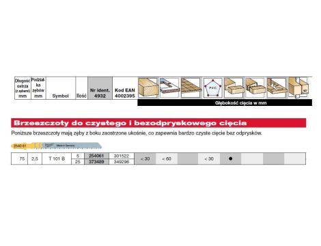MILWAUKEE BRZESZCZOT DO WYRZYNARKI 75mm T101B 5szt. DREWNO