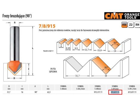 CMT FREZ HM D=31,7 I=16 A=90 S=12 DO BRUZD